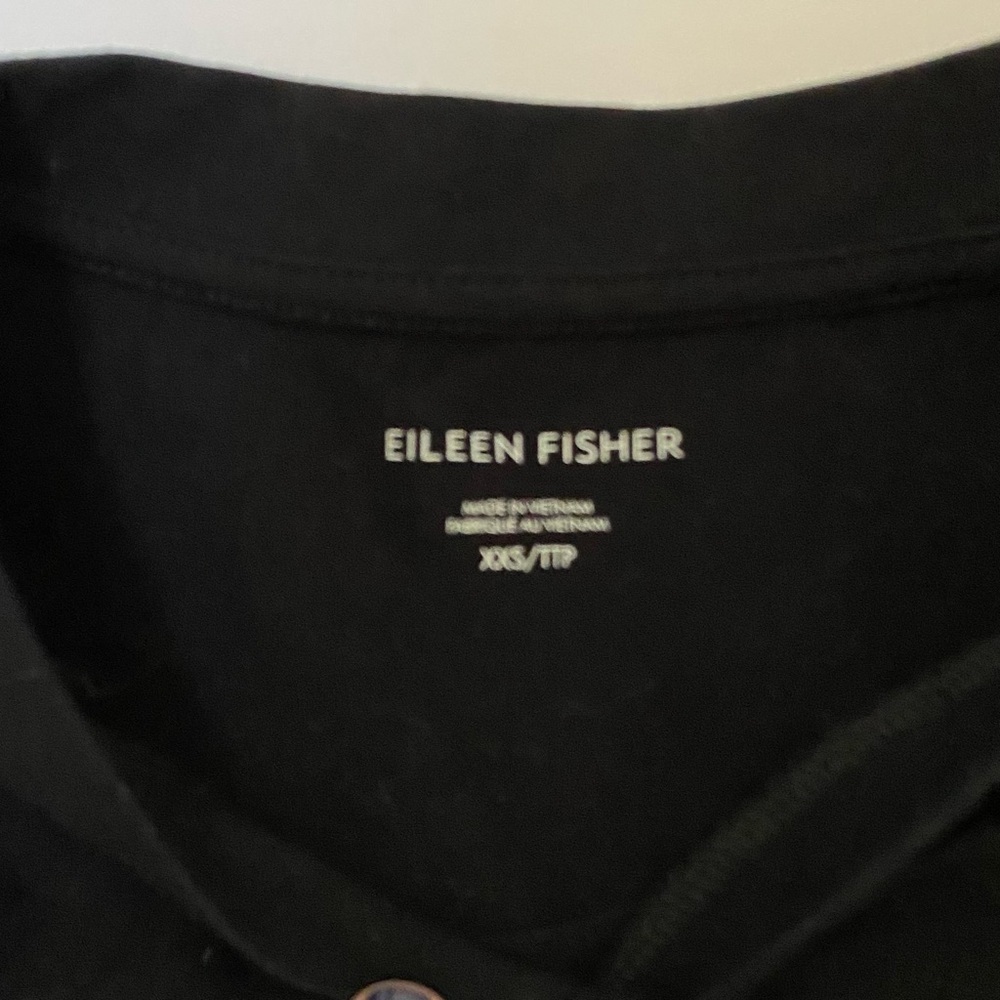 Eileen Fisher Traceable Organic Cotton Jersey RaglanSleeve Dress/Tunic Black XXS - Picture 3 of 8